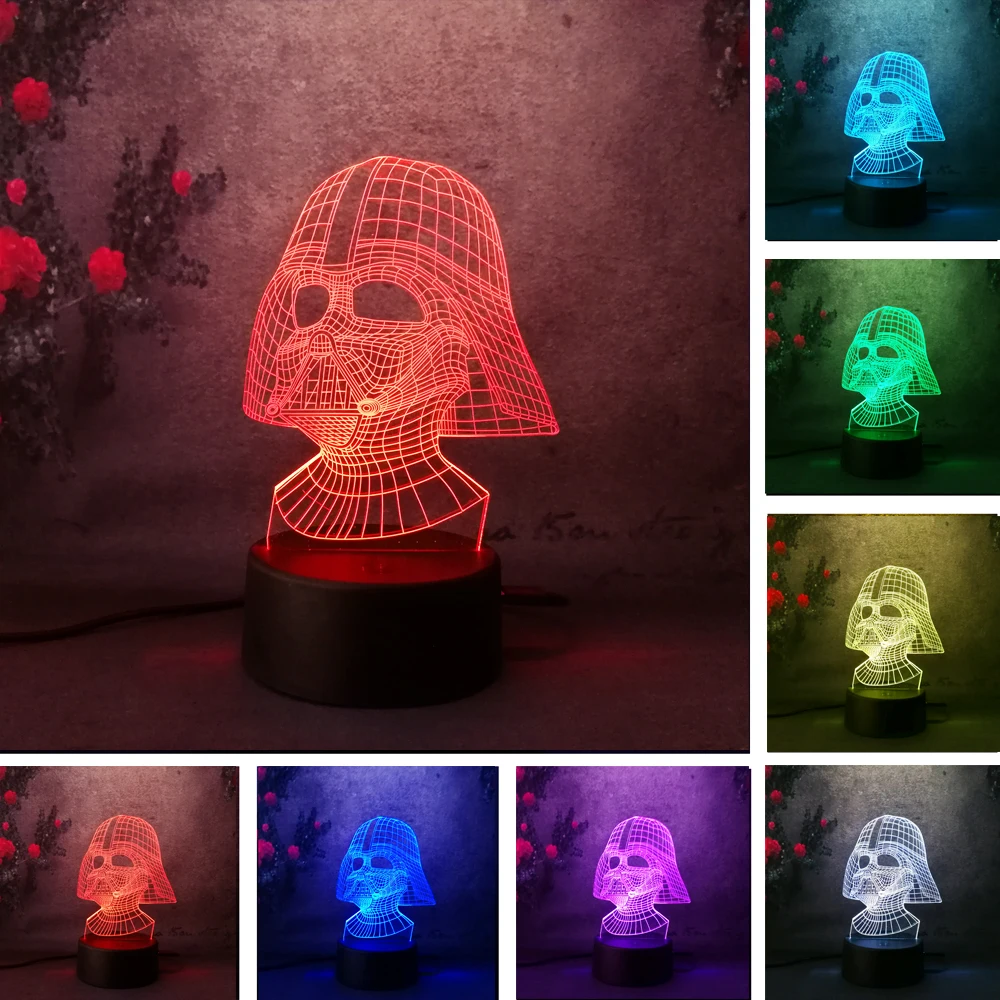 Светодиодный ночник Lave Lampara Star War 3d светильник Darth Vader сенсорный экран USB 7