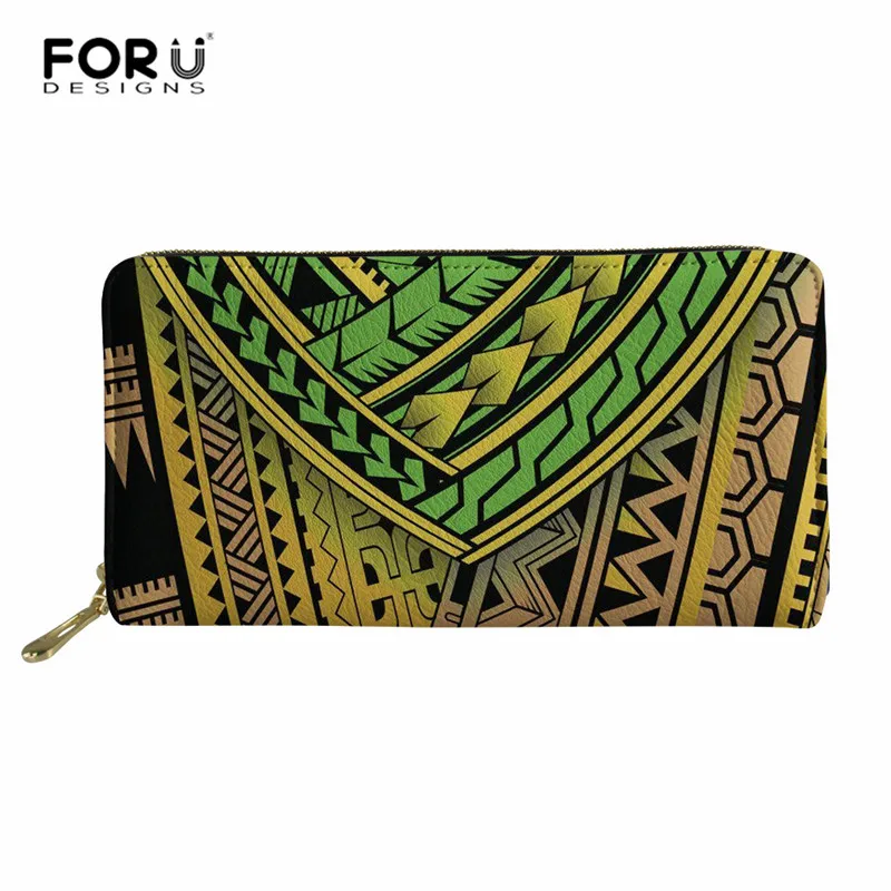 FORUDESIGNS/женские кожаные кошельки полинезийский стиль Дамский клатч сумки для