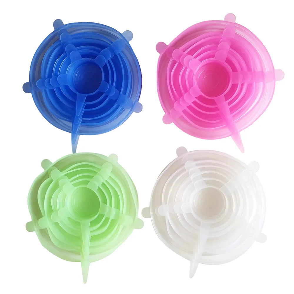 6pcs/Lot Reusable Silicone Stretch Lids Food Fresh Cover Suction Lid-Bowl Pan Mug Fruit Keeping Lid Kitchen Tools | Дом и сад