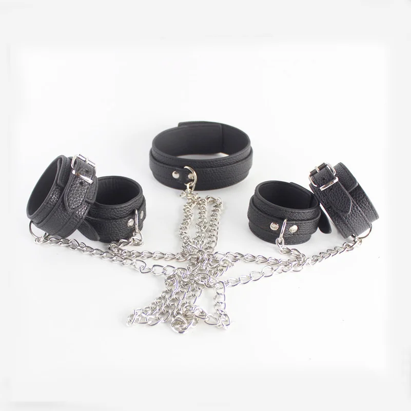 Кожаный Набор для связывания повязка на шею и лодыжки наручники секса БДСМ фетиш