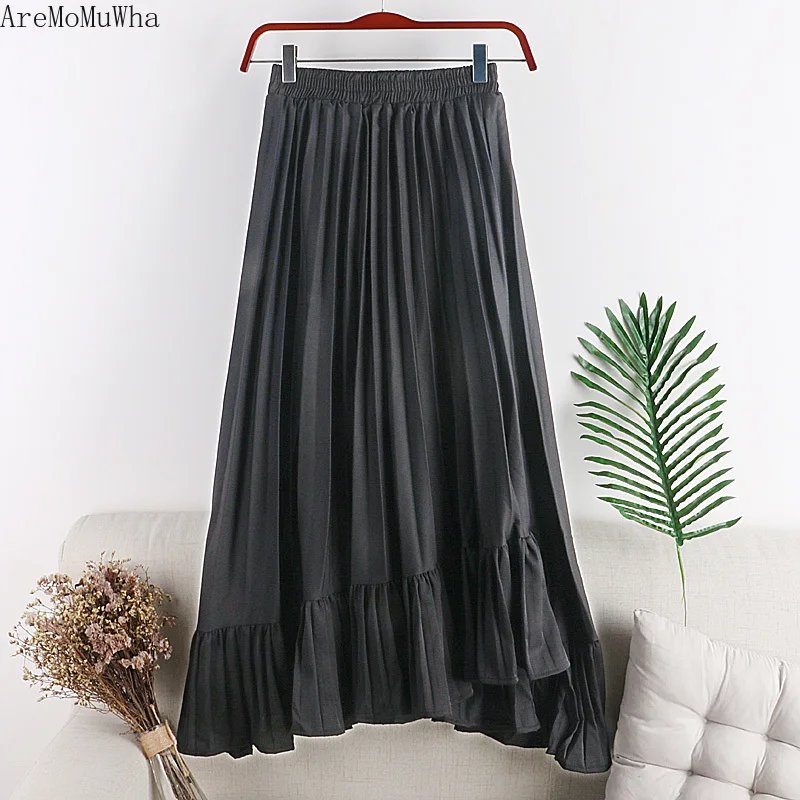Осенняя Новинка 2019 облегающая плиссированная Асимметричная юбка AreMoMuWha с высокой