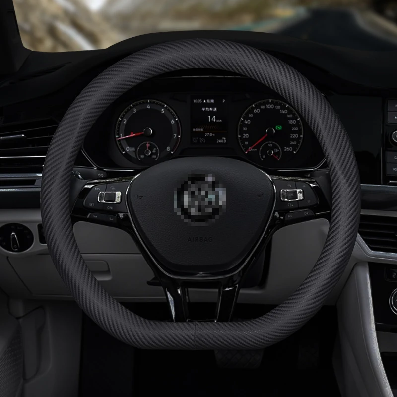 Углеродное волокно кожаный черный чехол рулевого колеса автомобиля для Volkswagen Golf 7 Golf R MK7 Polo Scirocco