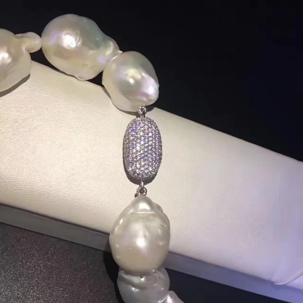 ?? ファインジュエリー天然ビッグパールチョーカーネックレス925スターリングシルバーの花や動物ネックレス16インチ受け入れる注文任意レンス