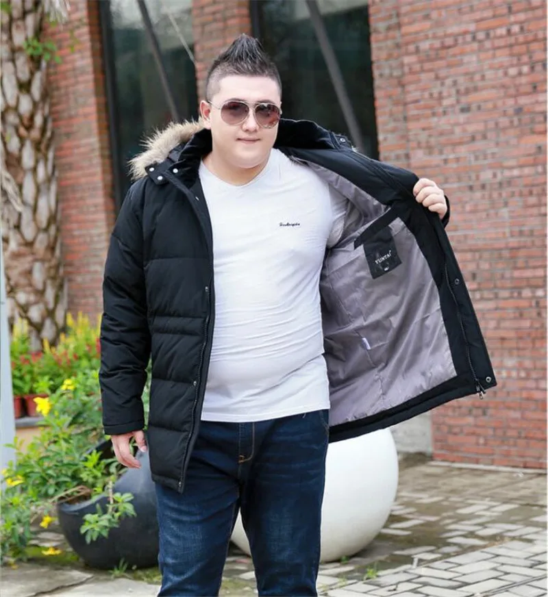 Мужская зимняя XL-8XL большого размера 9XL 10XL с большим стоячим воротником и капюшоном с меховым воротником, хлопковая утепленная куртка