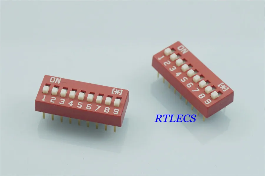 

100pcs Dip Switches SPST 9 Position 2.54mm 0.100" pitch Through Hole Slide (Standard) Actuator raised DIP switch 9 Way