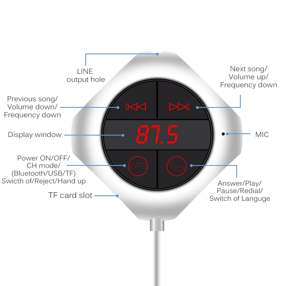 ONEVER 6 в 1 Hands Free беспроводной Bluetooth fm-передатчик модулятор автомобиля MP3 плеер TF/памяти SD карты USB ЖК-автомобиль аксессуары автомагнитола fm трансмиттер mp3 плеер car-styling фм модулятор