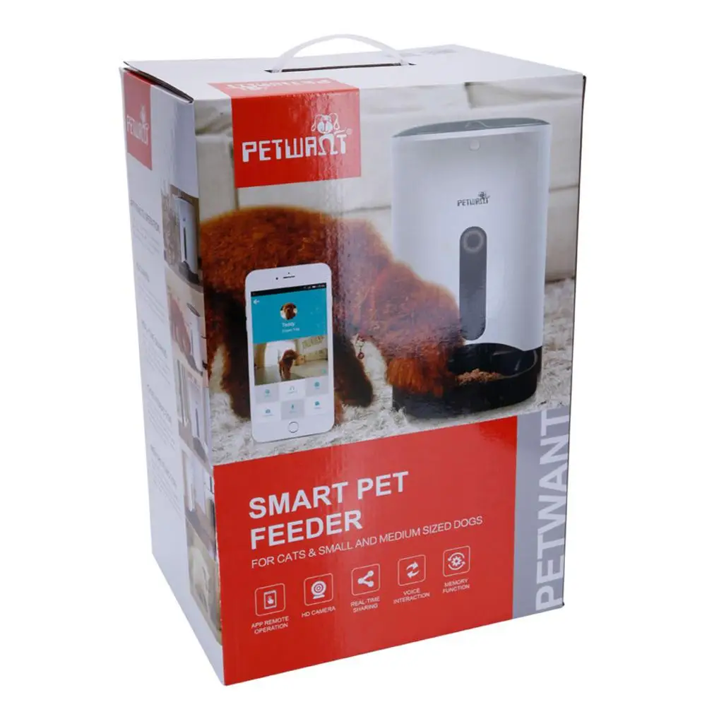 PETWANT PF-103 Smart Auto Feeding APP пульт дистанционного управления кормушка для домашних животных с камерой US Plug белый