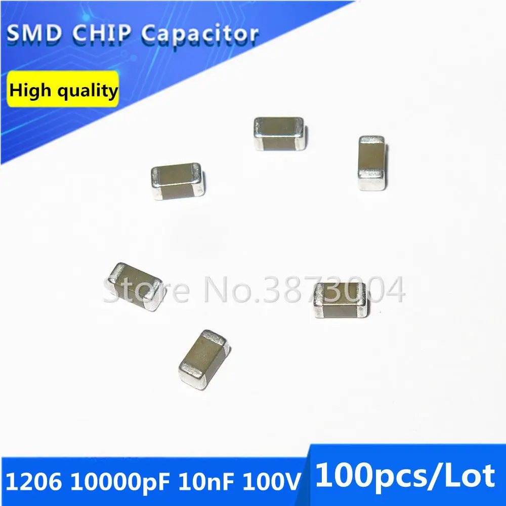 100 шт. многослойный керамический конденсатор 1206 10000pF 10nF 0 01 мкФ 100V 5% COG/NPO|Регуляторы