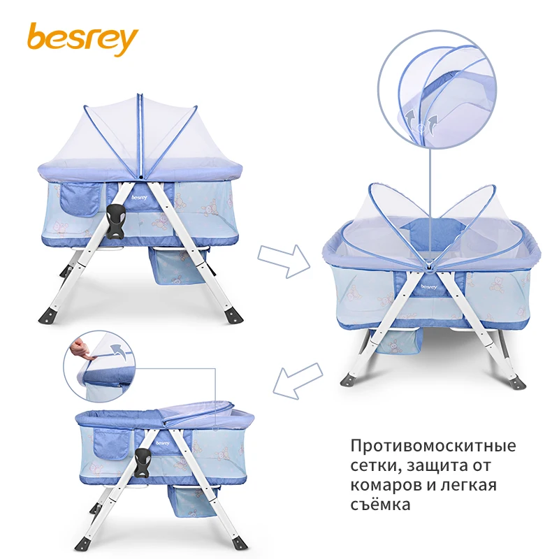 Besrey детская дорожная кровать переносная кроватка дышащая 0 3 года гнездо для
