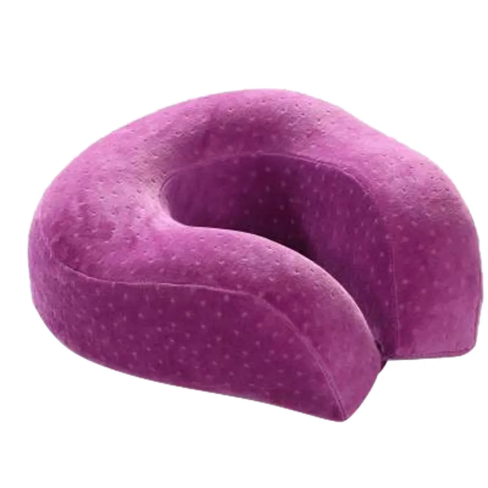 Soft Memory Foam Comfort Neck Support Soft Velour Travel Cushion Pillow With Rucksack reduces pressure on the neck#30