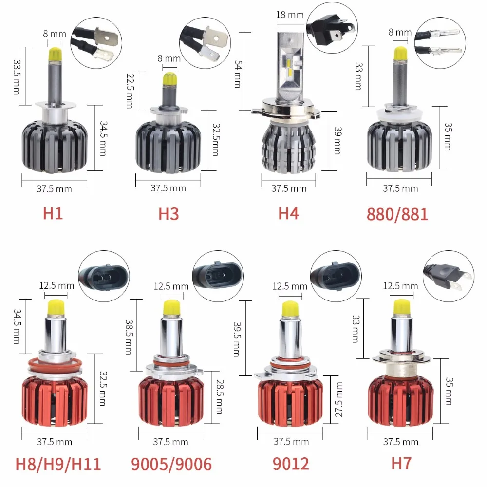 Автомобильные лампы Led H7 360 освещение 12В 6000 К с чипом CSP H 7 лампочек светодиодные