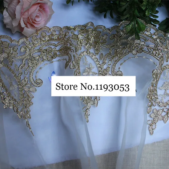 3 ярда/партия Золотое и серебряное Сетчатое свадебное платье с вышивкой Детская