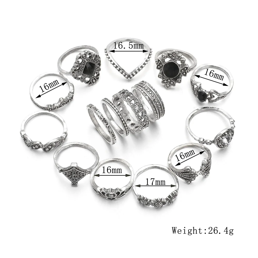 Женское кольцо MissCyCy винтажное серебряное с цветком в форме лотоса 15 шт./компл. |