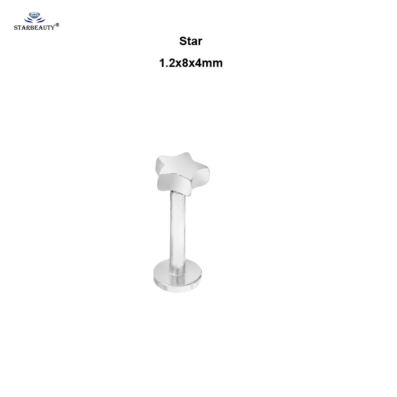 Star 8mm Комплект из 2 предметов для детей от 6/8 мм шар сердце с изображением луны и звезд, козелка пирсинг Спираль пирсинг ореха кольцо для пирсинга губ для пирсинга носа кольца из нержавеющей стали, серьги Pircing - Окраска металла: Star 8mm