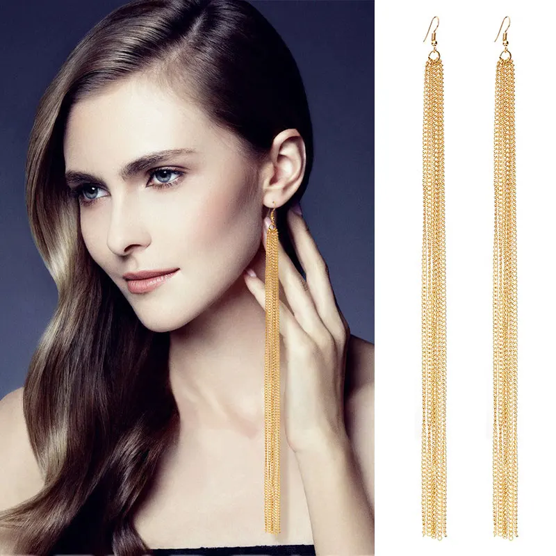 Длинные серьги с кисточками Новое поступление женские модные брендовые