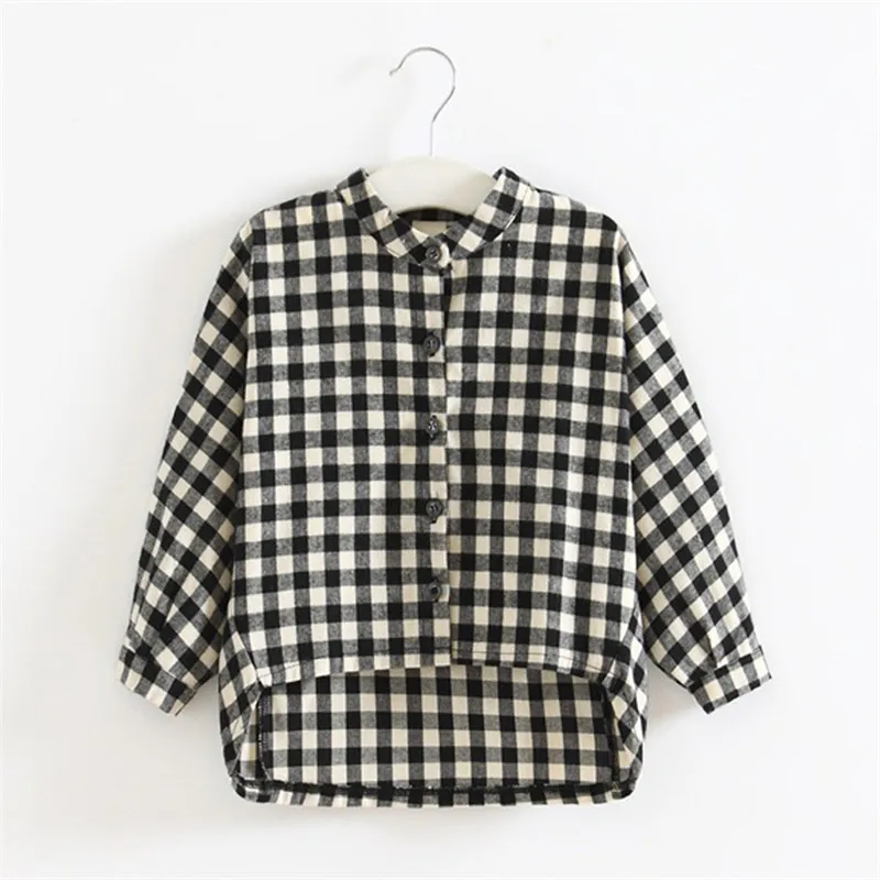 FOWECH Весенняя мода для девочек рубашки в клетку красный/черный школьная Блуза
