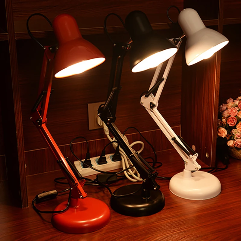 

Modern Table Lamp LED Adjustable E27 Desk Lamps Study Reading Clip Book Light for Bedroom Library Living Room Office with Plug