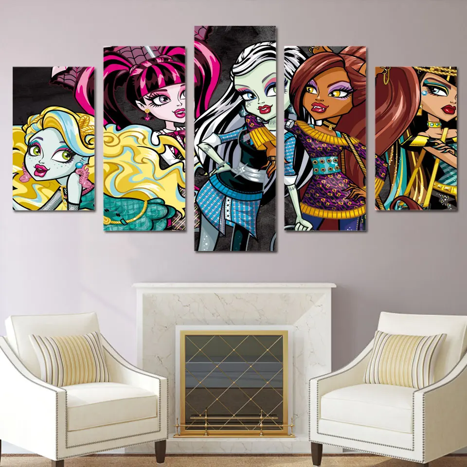 HD печатная картина Monster High мультфильм Декор детской комнаты печатный плакат