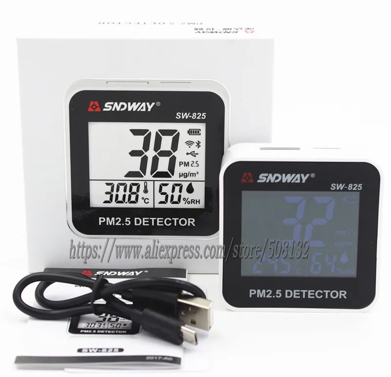 SNDWAY SW-825 цифровой детектор PM2.5 измеритель температуры и влажности портативный