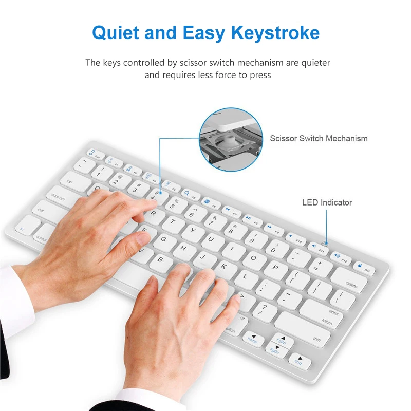 Ультратонкая Мультимедийная Bluetooth клавиатура Беспроводная мини для iPad iPhone Macbook