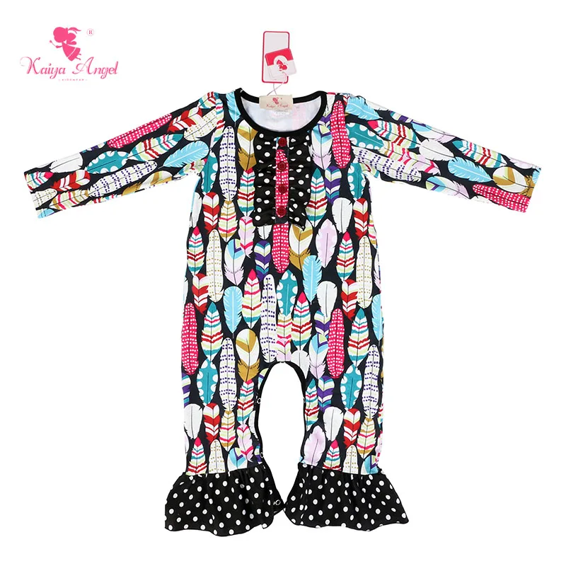 

Kaiya Angel Baby Clothing 2017 New Newborn Baby Girl Romper Clothes Long Sleeve Infant Rompers Colorful Feather Dot Clothes