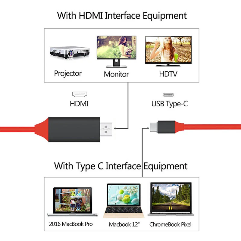 Кабель-адаптер HDMI Type C USB USB3.1 для HDTV phone tablet laptop 4K HD TY1 Macbook 2016 HP DELL Samsung S8 S9 Huawei |