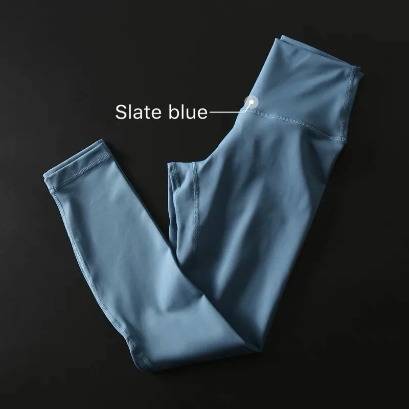 Slate Blue Цветные анти-потовые спортивные Леггинсы для спортзала, женские штаны с высокой талией для йоги и фитнеса, бесшовные леггинсы для танцев и тренировок, XS-XL - Цвет: Slate Blue