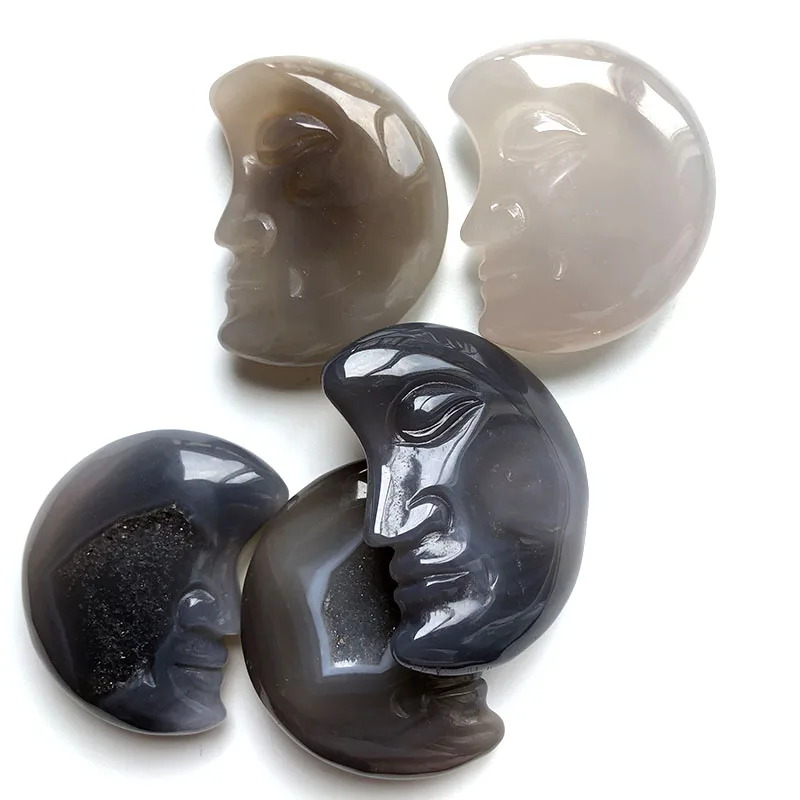 Натуральный кристаллический Агат кулон в виде черепа Geode ручной работы