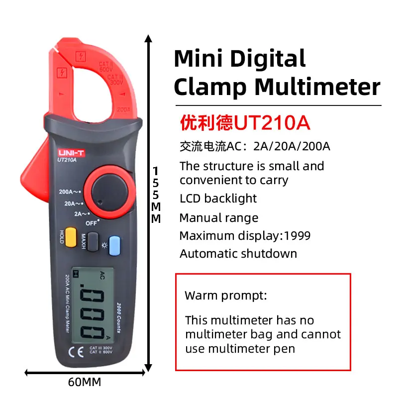 True RMS UNI-T UT210A/B/C/D/E мини мультиметр цифровой зажим мультиметр dc voltimetro amperimertro UNI T UT 210E dc клещи - Цвет: UT210A