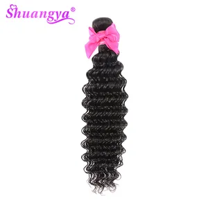 Волосы Shuangya, перуанские пучки волос с глубокой волной, 10-28 дюймов, человеческие волосы для наращивания, натуральный цвет, пучки волос Реми