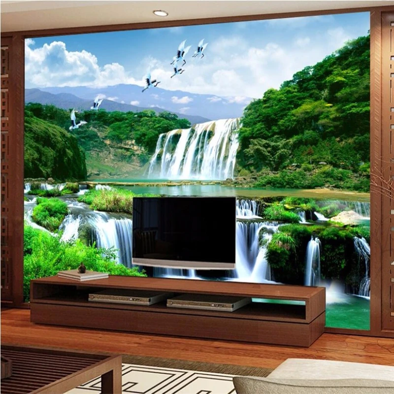 

beibehang papel de parede 3D custom photo wall mural 3d wallpaper for walls 3d Crane Falls natural beauty landscape 3d wallpaper