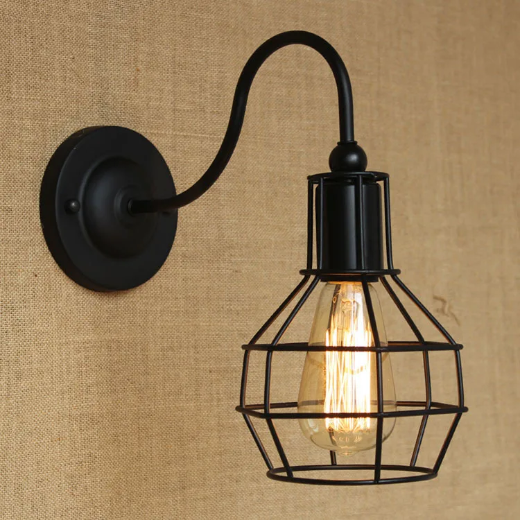 Wall lamp B Black Подвесной светильник в скандинавском стиле ретро в железной клетке, современный светильник, Американский промышленный винтажный светильник, кухонные подвесные лампы, люстра - Цвет корпуса: Wall lamp B Black
