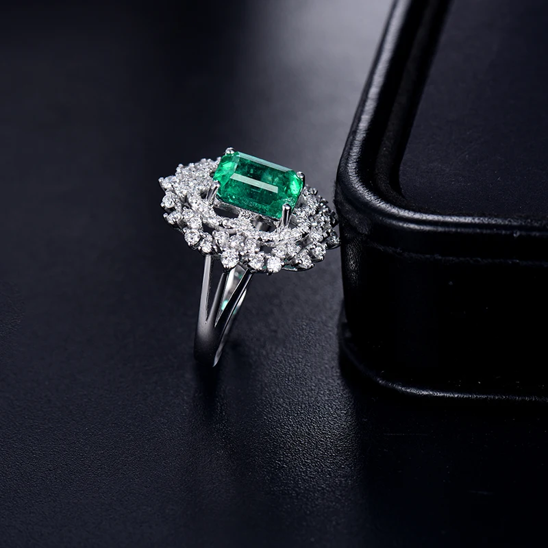 LOVERJEWELRY, женское роскошное обручальное кольцо с натуральным изумрудом, 18 К, белое золото, бриллианты, модные ювелирные изделия для женщин, вечерние кольца