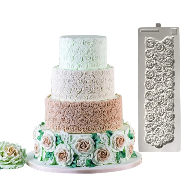 

Meibum Rose Flower Cake Mold Wedding Birthday Party Sugar Craft Fondant Mould Gum Paste Pastry Decorating Pan Baking Tools