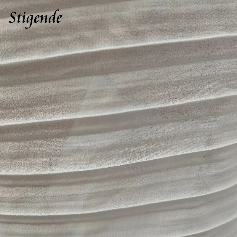 Stigende/Модные женские сексуальные шифоновые плиссированные блузки однотонные