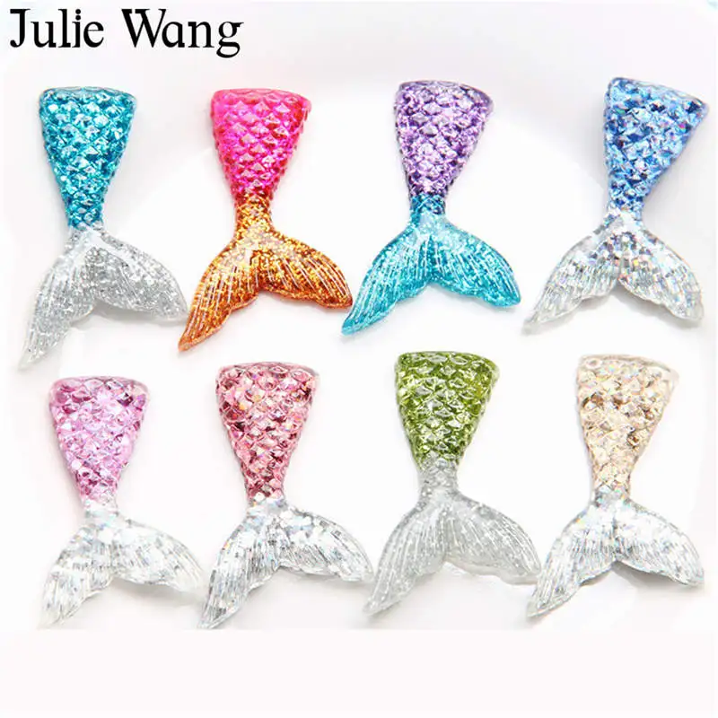 Julie Wang 10 шт. Разноцветные Подвески из смолы с хвостом русалки ручной работы