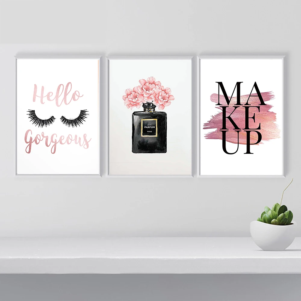 

Makeup Poster Nordic Wall Art Fashion Eyelash Canvas Print Painting Perfume Bottle Pictures For Living Room Modern Decoration