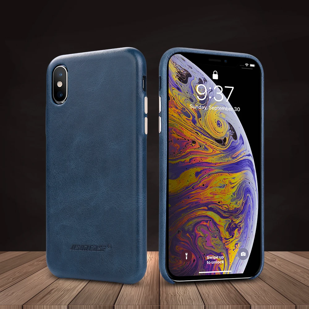 Jisoncase, чехол из натуральной кожи, чехол для iPhone X/XS, роскошный бренд, Винтажный чехол для телефона, тонкий дизайн, удобная металлическая кнопка, новинка