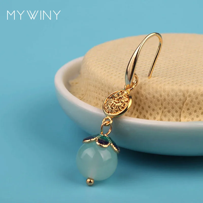 Медная Корона MYWINY серьги с натуральными камнями винтажная мода авантюрин Модные