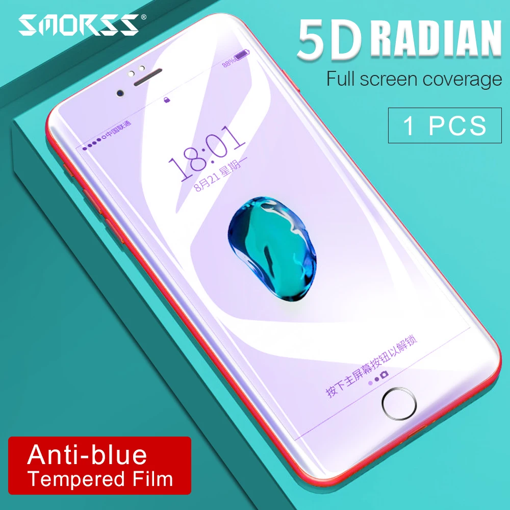 SMORSS 5D Антибликовая Защитная пленка для телефона iphone HD закаленное стекло Полное