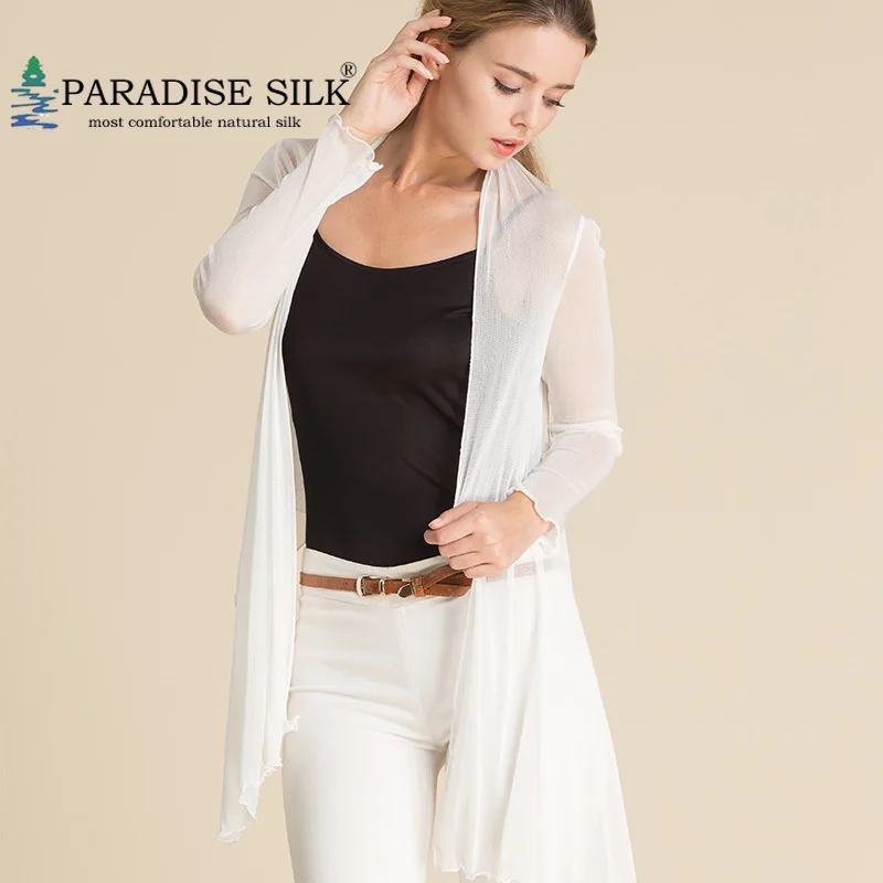 Sunscreen Clothing Women's Long Cardigan Shawl Jacket 100% Silk Mesh Women Long Sleeve Summer New Style One Size