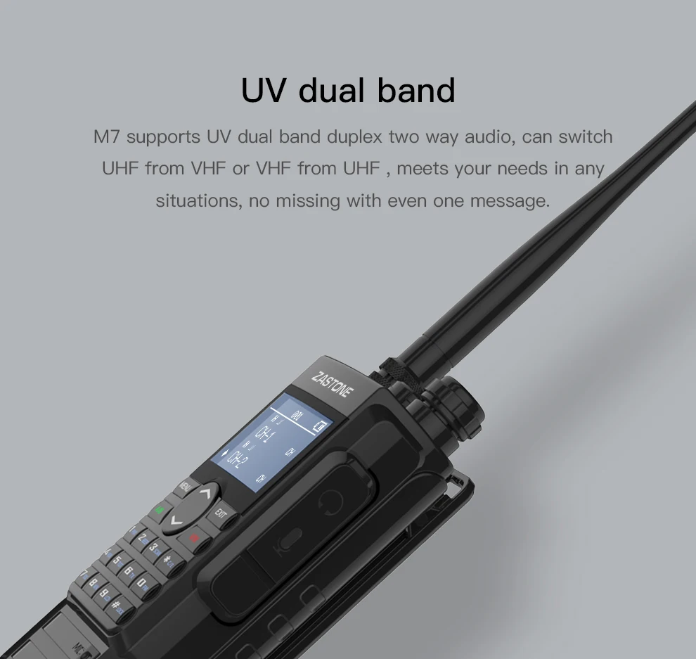 Zastone M7 портативная рация VHF 136-174MHz UHF 400-470MHz двухдиапазонный радиоприемопередатчик