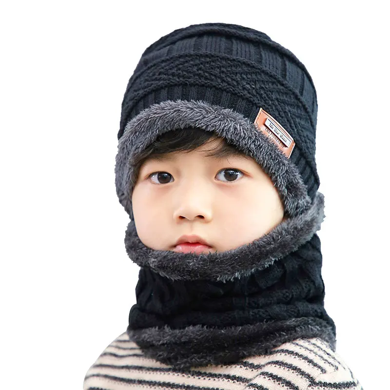 Новые детские вязаные хлопковые шапки осень-зима теплые и удобные бархатный