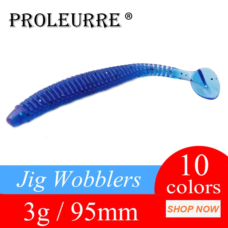 Proleurre 15 шт./лот Мягкая приманка червь личинка набор рыболовных крючков с 95 мм 3g