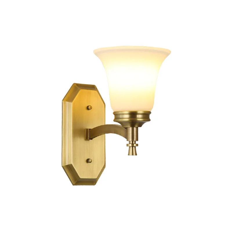 Wall Sconce Copper Wall Lamp E14 Led Lamp Glass Lampshade Light Living Room Restaurant Cafe Bedroom Hotel Hall Decoration Light