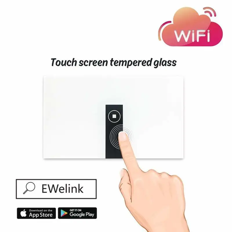 1/2/3/4 Gang Сенсорный настенный выключатель света приложение Ewelink Wifi Пульт