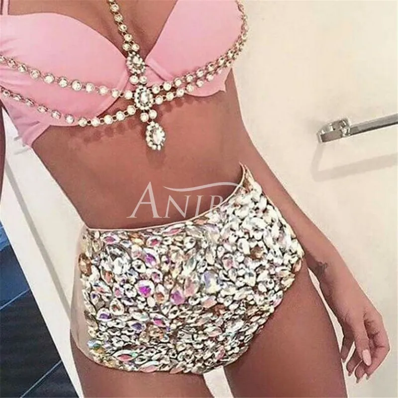 Anibol 2017 сексуальное бикини с эффектом пуш ап Роскошный Стразы купальник со