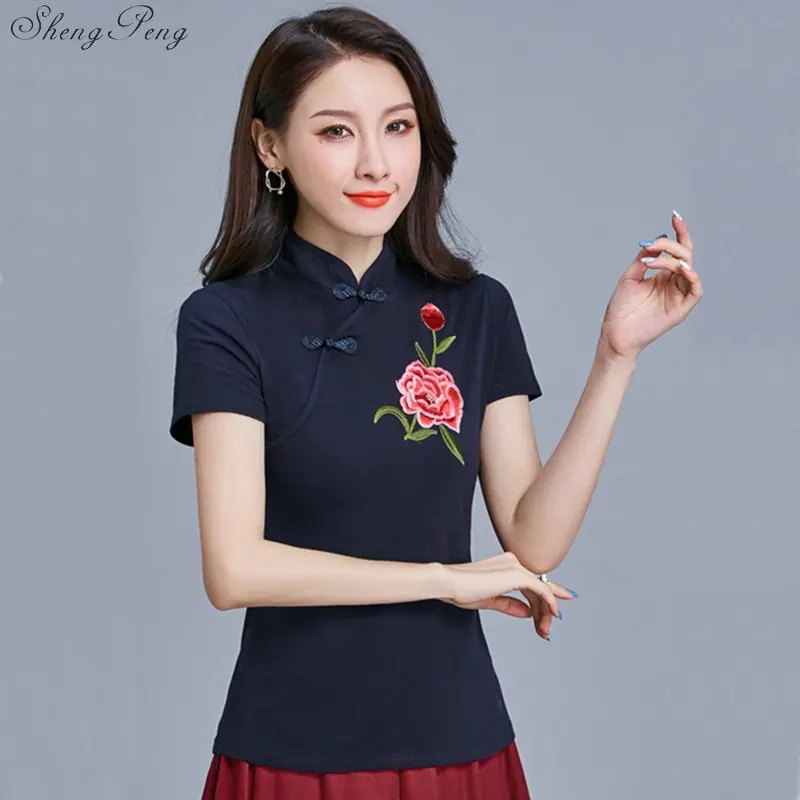 Элегантный Ретро Китайский Женский Cheongsam топы Вышитые Печатные Топы Ципао