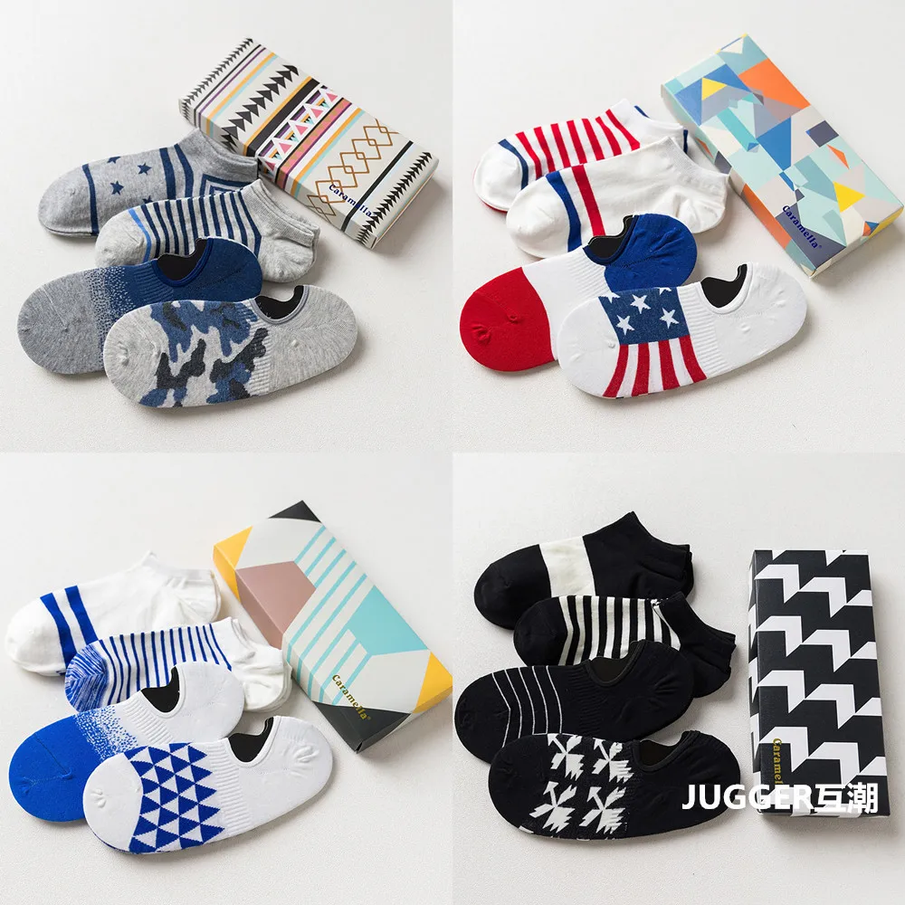 2017 4 пары новые однотонные хлопковые разноцветные мужские в подарок цветные