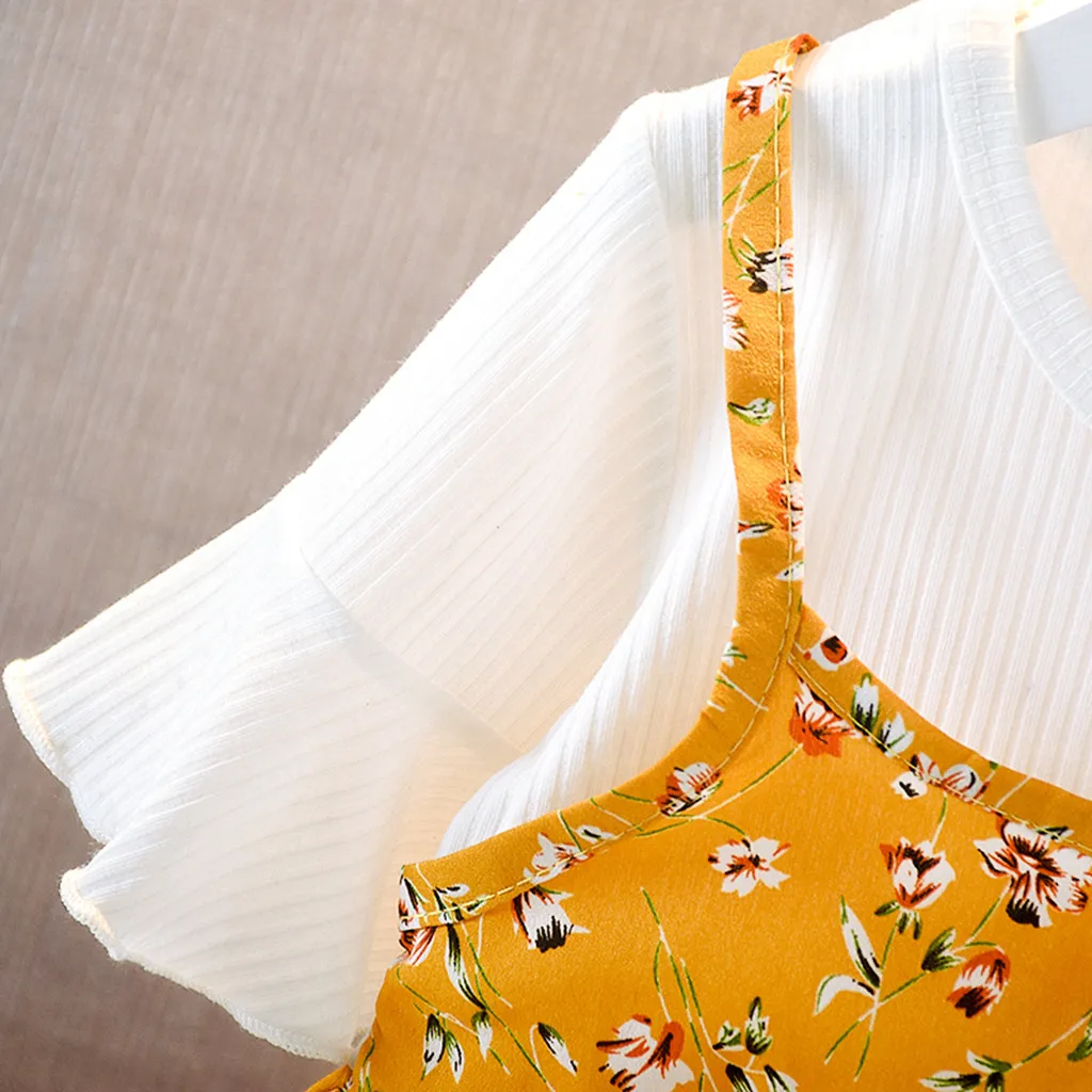 Платья для маленьких девочек хлопковое платье принцессы с цветочным узором и